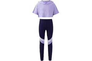 Freebily Kids Girls Sport Bras Crop Top with Athletic Leggings Yoga Pants Tracksuit Gym Dance Gymnastics Workout Sets