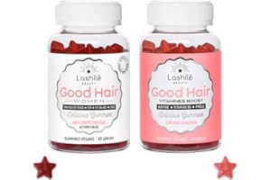 Lashilé Beauty,Compléments Alimentaires,Anti-chute et pousse des cheveux,Pack duo Good Hair et Good Hair women,Formules sans sucres,Cure 1 mois,Biotine,Zinc,Vitamine C,E,B6 0.19 g 2.0 unité