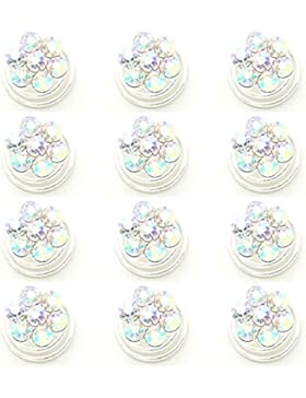 Schmuckanthony 12 Stück Brautschmuck Curlie Curlies Haarschmuck Blumen Kristall klar Aurora Borealis 1,1 cm Durch.