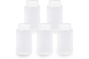 LEPEVNEY 100ml/3.4oz Plastic Bottles Lab Chemical Reagent Bottle - Wide Mouth, Secure Sample Sealing, Liquid Storage Container 5 Pcs