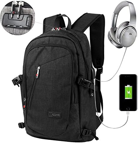 Laptop Backpack, ONENICE Anti-theft Business Slim Computer Bag With USB Charging Port and Headphone Port For Women and Men, Fits Up to 15.6 Inch Laptop Notebook and Tablet IPad (Black)