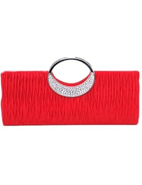 Vincenza Mode Damen elegant Satin Strass Georg Friedrich Händel Kristall Spitze schwarz rot Satin Abend Clutchbag...