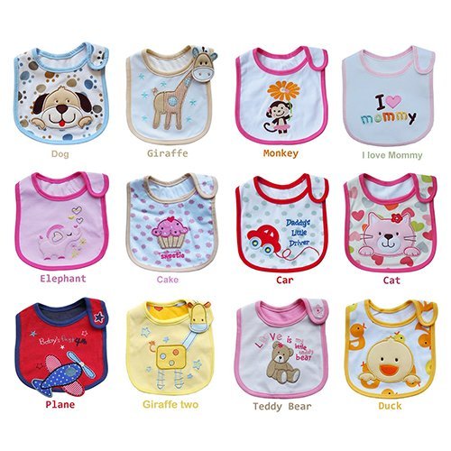 SolPortalHome 19cm*16cm Creme Weiß Giraffe Muster Baby Lätzchen für Jungs und Mädchen - 2
