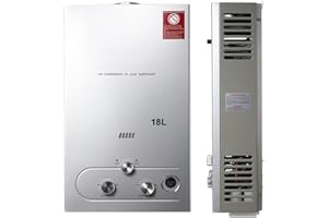 NICCOO 18L LPG Water Heater Propane Gas Water Heater Portable Instant Gas Boiler Tankless Camping Shower Sliver