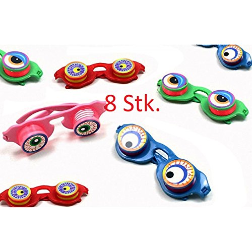 8x Kinder Brille mit Wackelaugen Mitgebsel Tombola Party Scherzbrille