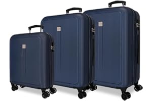 Roll Road Camboya Juego de Maletas Azul 55/68/78 cms Rígida ABS Cierre de combinación Lateral 190L 10,84 kgs 4 Ruedas Dobles Equipaje Mano