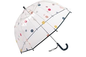 ThreeH Parapluie à bulles transparent pour enfants poignée incurvée en plastique incassable 8 nervures manuel ouvert joli parapluie à pois pour garçons filles