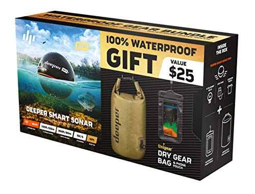 Deeper Summer Bundle Écoscandale Portable, Noir, Unique, le Deeper Sonar Pro+, ainsi qu'un sac étanche et un étui de téléphone