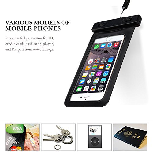 Custodia Impermeabile Cellulare, RosyHeart Trasparente Custodia Smartphone Impermeabile con Fascia Sportiva da Braccio, Universale Waterproof Cover per Apple iPhone X, se/5s, 6/7/8, 6/6s/7/8 plus, Samsung S9, S8, S7/s7edge, s6/s5/s4, Huawei P8, p9, P10/p10 lite, Xiaomi, Meizu, Moto,Asus, LG, Sony, ecc - Nero