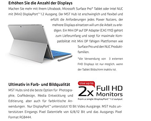 Club 3D Multi Stream Transport (MST)Hub DisplayPort 1.2 (1x DisplayPort auf 2x DisplayPort) + 1 Mini DisplayPort auf DisplayPort Adapter - 4