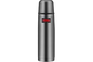 THERMOS LIGHT & COMPACT BEVERAGE BOTTLE 0,75l, stone grey, Thermosflasche Edelstahl, Isolierflasche grau mit Trinkbecher, 18 h heiß / 24 h kalt, spülmaschinenfest, absolut dicht, BPA-frei