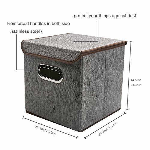 COKOSIM Faltboxen Aufbewahrungsbox Faltbar mit Deckel mit Öffnung 25 x 25 x 25cm (Grau) - 5