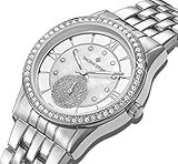 Timothy Stone Damen H-013-ALSL Huston Silber Uhr - Swarovski Kristall verschönert Lünette Quarzwerk Perlmutt Zifferblatt