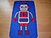 Robot Non Slip Machine Washable Sheepskin Style Kids Rug. Size 70cm x 108cm