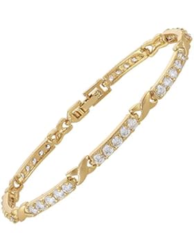 Riva Schmuck 18K Gelbgold Vergoldet Weiß Topas Edelstein Feine Zirkonia CZ [18 cm / 7 inch] Armband Einfache Moderne...