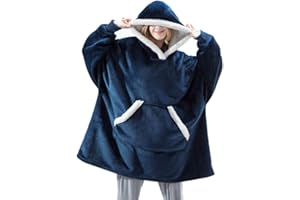 SHAMDON HOME COLLECTION Sweat à Capuche Couverture Pull Capuchon Sherpa Peluche à Manches TV Plaid Couvertures Adulte Femme Homme Unisexe