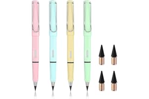 Quesuc 4 Pezzi Matite Eterne 4 Pezzi Testa Sostituibile,Matita Eterna Riutilizzabile Matita Infinita Portatile Senza Inchiostro Eterna,Forniture per Gadget per Pittura per Ufficio