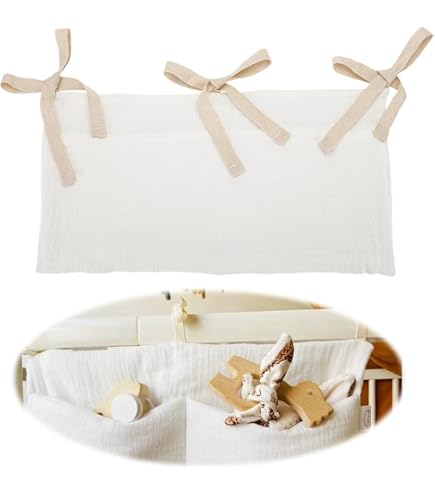 2 Pcs Borsa Appendere per Lettino, Organizer Per Culla Borsa Portaoggetti per Lettino Tasche Portaoggetti Letto per Appendere Pannolini, Biberon