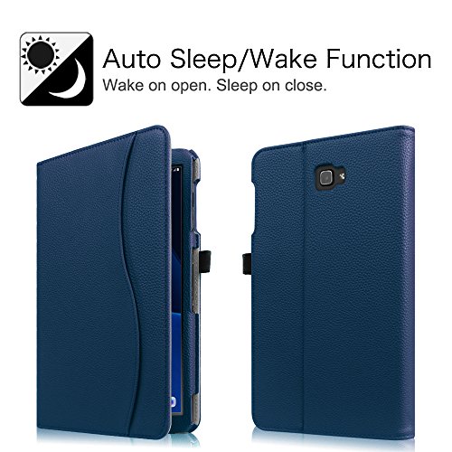 Fintie Samsung Galaxy Tab A 10.1 Hülle – [Eckenschutz] Multi-Winkel Betrachtung Folio Stand Schutzhülle Cover Case Tasche mit Dokumentschlitze, Standfunktion, Auto Wake / Sleep für Samsung Galaxy Tab A 10,1 Zoll T580N / T585N Tablet (2016 Version), Marineblau - 2
