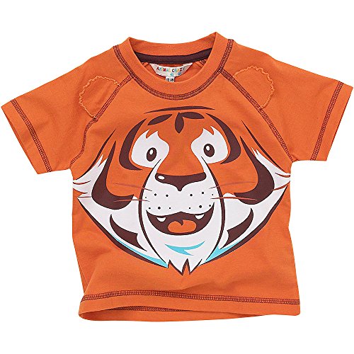 Animal Crazy Tiger Face Boys Short Sleeved T-Shirt - Orange - 18/23 Months