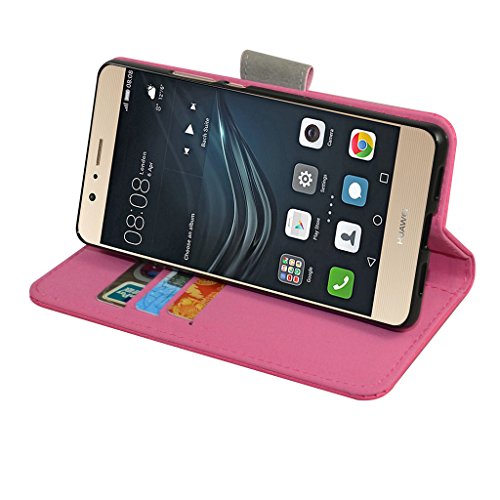 Huawei P9 Lite / G9 Custodia,Mama Mouth Portafoglio custodia in PU di cuoio pelle con supporto carte di credito in Piedi caso Case per Huawei P9 Lite / G9 Smartphone,Magenta