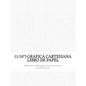 (1/10") Grafica Cartesiana Libro de Papel: 400 paginas (200 hojas), 8,5 x 11 pulgadas