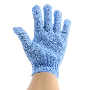 ULTNICE 2pcs Shower Gloves Exfoliating Mitt Body Exfoliator Brush Nylon Bath Gloves for Men Women Kids Blue - Image 2
