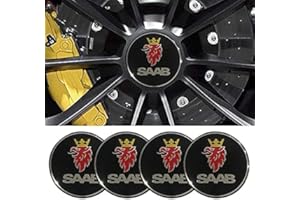 fibhyrtingy 4pcs 2.22Inch Car Logo Wheel Center Cap Sticker Wheel Emblem Badge Logo Stickers ABS Material fit 03-10 9-3 9-5 93 95 (fit S Black)