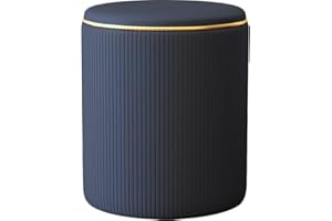 Shally Dogan Pouf Sgabello Contenitore con Rivestimento in Ecopelle Tramato, Poggiapiedi Sedia con Seduta Imbottita per Arredamento Interno, Cucina, Soggiorno, Salotto, Camera da Letto (Blu)