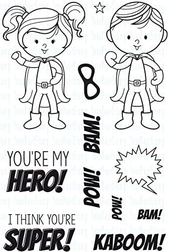 Your Next Stamp Clear Stamps 4"X6"-Little Darling - Superheroes