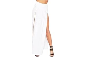 JM CLOTHING Gonna lunga da donna a doppia spaccatura maxi da donna, tinta unita, a due lati, a vita alta, taglie forti