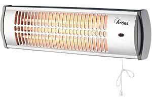 ARDES - AR437B Radiateur à Quartz Mural Extérieur/Intérieur, Soufflant Faible Consommation, Chauffage 2 Puissances 600W/1200W, Interrupteur Manuel