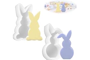 SOPHISTICATE 2 Stück 3D Osterhase Silikonform Kerzenhalter Ostern Kaninchen Silikonformen Gießformen Ostern Kaninchen Kerzen Gießformen DIY Seifenform 3D Kreative Silikonform für Kerzenherstellung