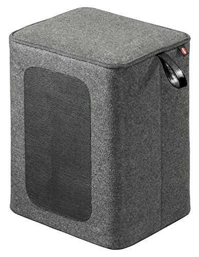 Preisvergleich Produktbild Hailo Q Sitzhocker, Filz grau / Echtleder schwarz, 1 Stück, 4261-001