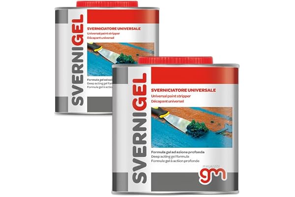 MagazziniGM SVERNIGEL, Décapant Gel Universel, Agit sur Fer, Bois, Murs, Sans Chlorure, Formule Gel Anticoulure, Efface Peintures Anciennes et Tenaces, 750ml (2)