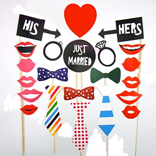 Neu 58 Tlg. Party Foto Verkleidung Schnurrbart Lippen Brille Krawatte Hüten Photo Booth Props Set Hochzeit Party Keine Notwendigkeit durch selbst einfügen - 3