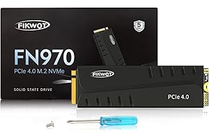 Fikwot FN970 1TB M.2 2280 PCIe Gen4 x4 NVMe 1.4 Unità interna a stato solido con dissipatore di calore - Velocità fino a 7400MB/s, Configurazione Cache DRAM, SSD Interno PS5 Compatibile