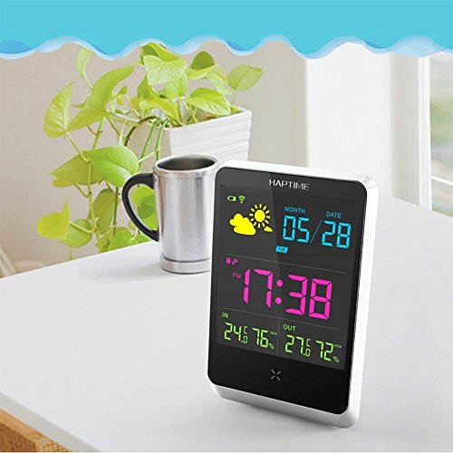 PowerLead Wireless Digital Wecker Wetterstation Tischuhr mit großer Nachtbeleuchtung LCD Bildschirm & Temperatur / Luftfeuchtigkeit / Vorhersage für Indoor / Outdoor - 2
