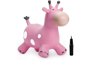 U&C PLANET Tramoggia per animali, giraffa cavalcabile saltellante, giocattolo rimbalzante per ragazzi e ragazze