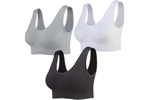 Lemef Reggiseno Sport Privo di Cuciture a Fili Liberi Reggiseno Yoga con Imbottiture Estraibili per Donne Set di 3
