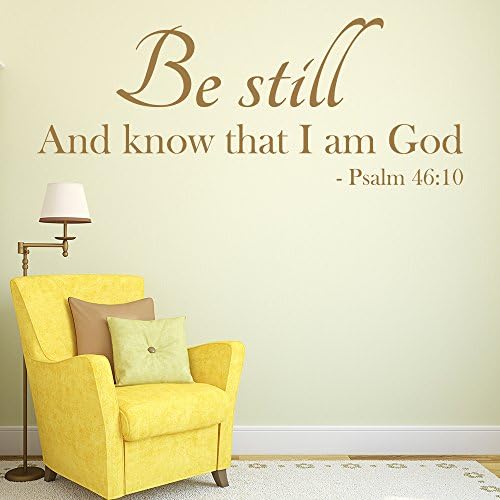 Be Still Wall Sticker Bible Verse Wall Decal Christianity Religion Home Decor available in 5 Sizes and 25 Colours Medium Gold Metallic