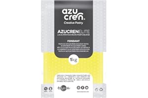 Azucren, Fondant 1 Kg, Pasta de Azucar, Perfecta para Cubrir Tartas, Modelar Decoraciones Sencillas y Flores o Decorar Cupcakes o Galletas, Con un Ligero Sabor a Limón, 1 Kg (Amarillo)