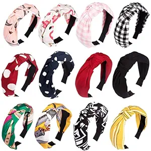 Aainaa Hair Accessories Printed Fabric Knot Hairband Headband Hair Knot Bow Hairband Band For Women And Girls (Set Of 1)