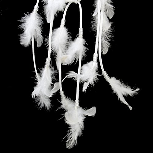 Traumfänger Handgemachte weiß Feder mit Clear Perlen Dreamcatcher Wand Hängende Dekoration - 5