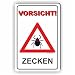 Produktbild VORSICHT ZECKEN SCHILD / ZECKENGEFAHR / ZECKENGEBIET / T-005 (20x30cm Schild)