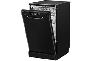 Bomann Dishwasher 45 cm, 10 Place Settings, Dishwasher Stand or Substructure, 7 Programmes & 2 Spray Levels, Dishwasher with Start Dial, Dishwasher Can Be Under-Assembled GSP 7418, Black