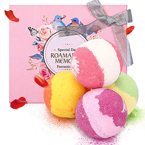 Janolia Bombe da Bagno, Palle da Bagno con Oli Essenziali 4x100g, Materiali Naturali per Spa, Cura del Corpo e Relax, Kit Regalo per Compleanno, Festa e Festival