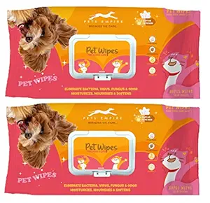 Pets Empire Pet Wipes Dog Cleaning Wipes Natural Aloe Effective Pet Wipes for Dogs and Cats Friendly Deodorizing Dog Wipes for Cleaning Face Butt Eyes Ears Paws Teeth 80 per Pack (Pack of 2)