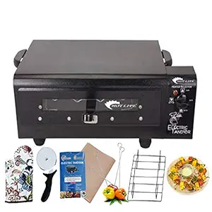HOTLIFE Big XXL Size (16 * 11 * 7 Inches) HL-054 Regulator System Electric tandoor with Magic Cloth, Pizza Cutter, Hand Gloves, Recipe Book, 4 Skewers, 4 Shocked Proof Rubber Legs Black