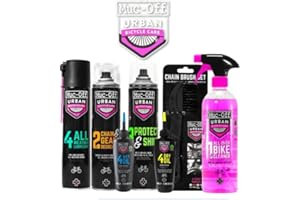 Muc Off Urban Essential 7 Piece Bike Cleaning Kit Bundle, 4 Step Clean, Degrease, Lubricate and Protect with chain brush set